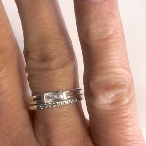 Silpada sterling silver stacking rings with cubic zirconias
